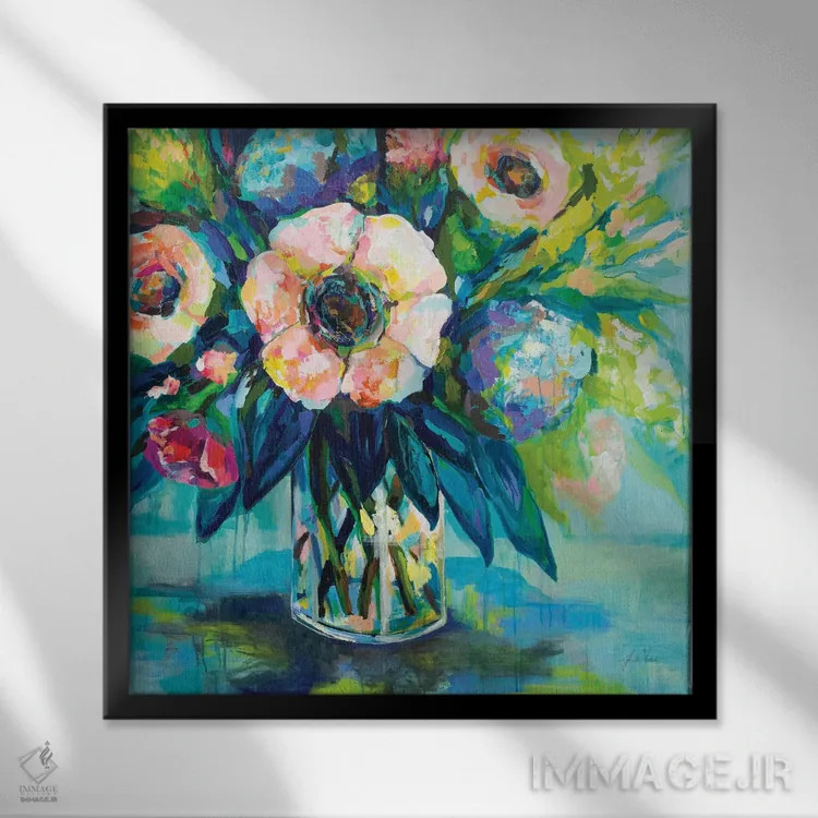تابلو دکوراتیو درخشش و شادابی اثر ژانت ورتنتس - نمای قابدار مشکی