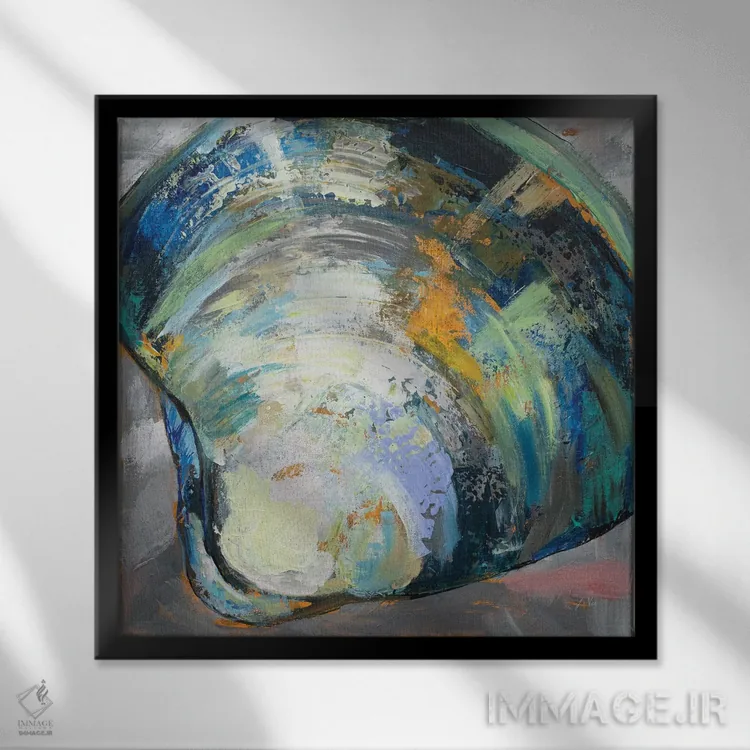 تابلو دکوراتیو صدف دوپوسته ای اثر ژانت ورتنتس - نمای قابدار مشکی