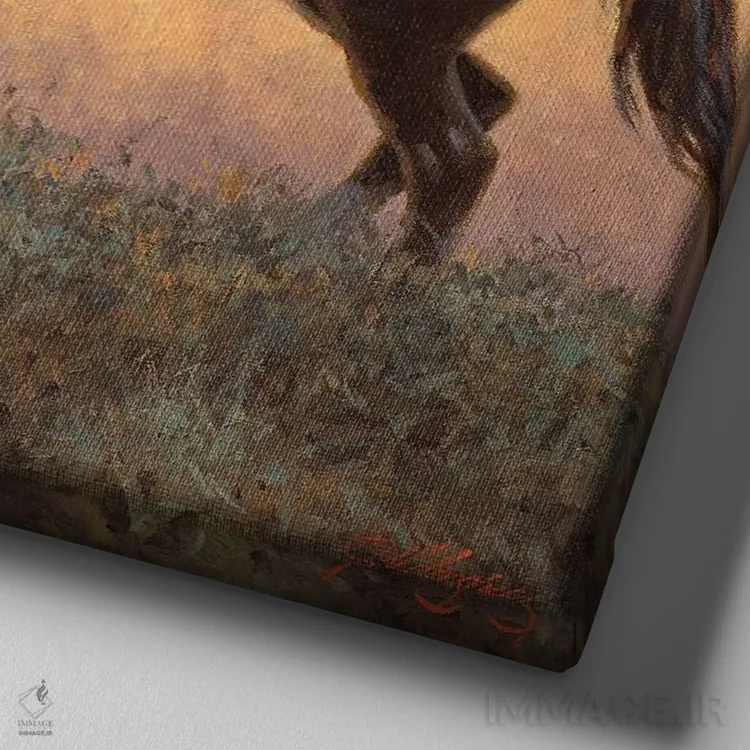 تابلو دکوراتیو رهبر قبیله لاکوتا اثر جو ولاسکز - نمای نزدیک بافت بوم