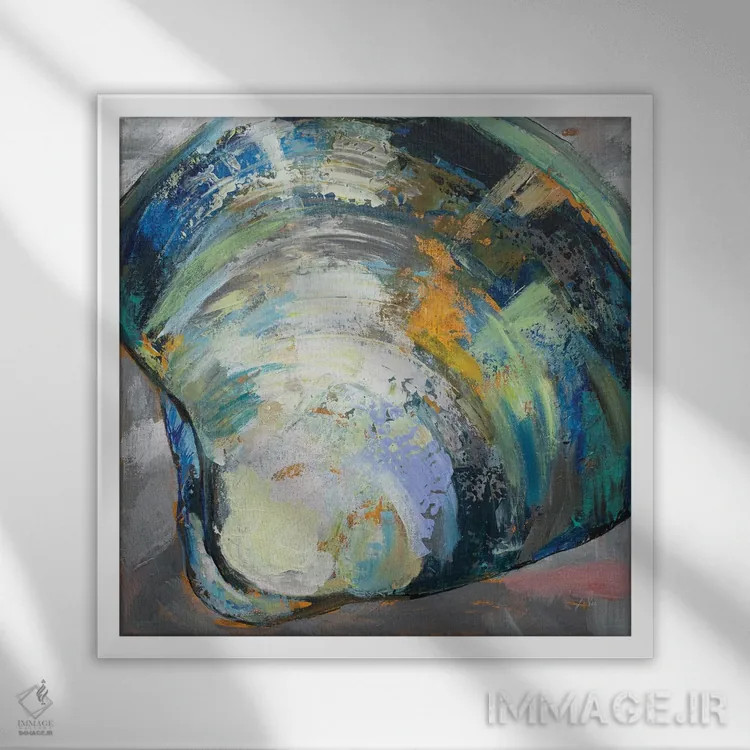 تابلو دکوراتیو صدف دوپوسته ای اثر ژانت ورتنتس - نمای قابدار سفید