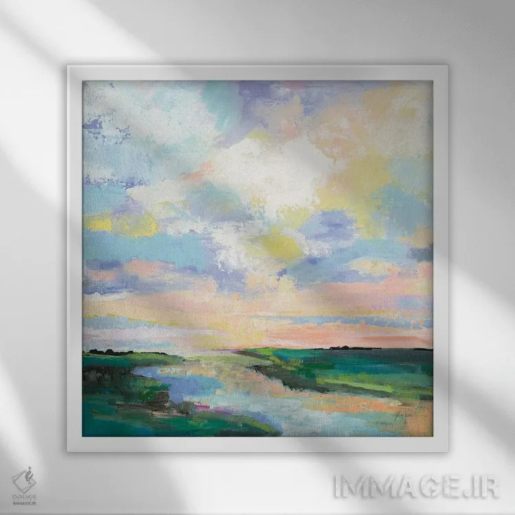 تابلو انتزاعی اسرارآمیز اثر ژانت ورتنتس - نمای قابدار سفید