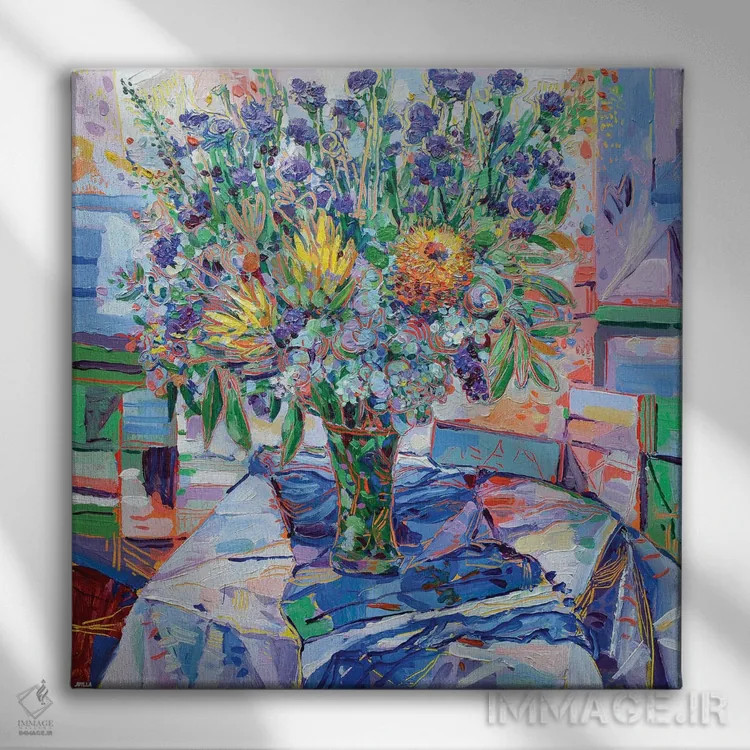 تابلو دکوراتیو طبیعت بی جان گل های بومی استرالیا ۲ اثر جوزف ویلانوا - نمای روبهرو روی دیوار