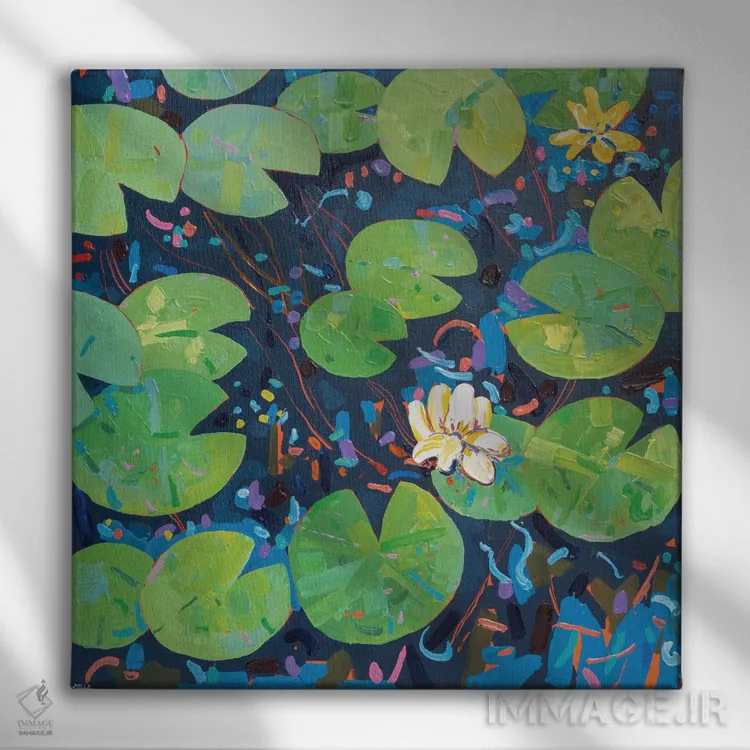 تابلو دکوراتیو برکه سوسن تاسمانی ۴۹ اثر جوزف ویلانوا - نمای روبهرو روی دیوار