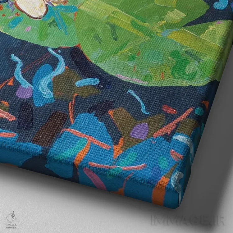 تابلو دکوراتیو برکه سوسن تاسمانی ۴۹ اثر جوزف ویلانوا - نمای نزدیک بافت بوم