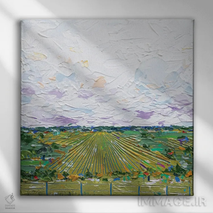 تابلو دکوراتیو چشم انداز مزرعه ۱۱ اثر جوزف ویلانوا - نمای روبهرو روی دیوار