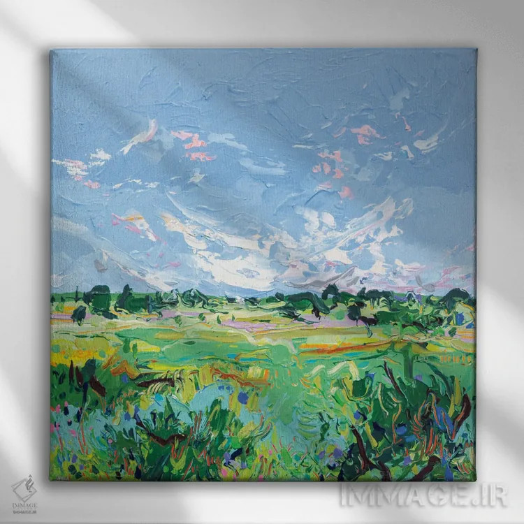 تابلو انتزاعی چشم انداز مزرعه ۸ اثر جوزف ویلانوا - نمای روبهرو روی دیوار