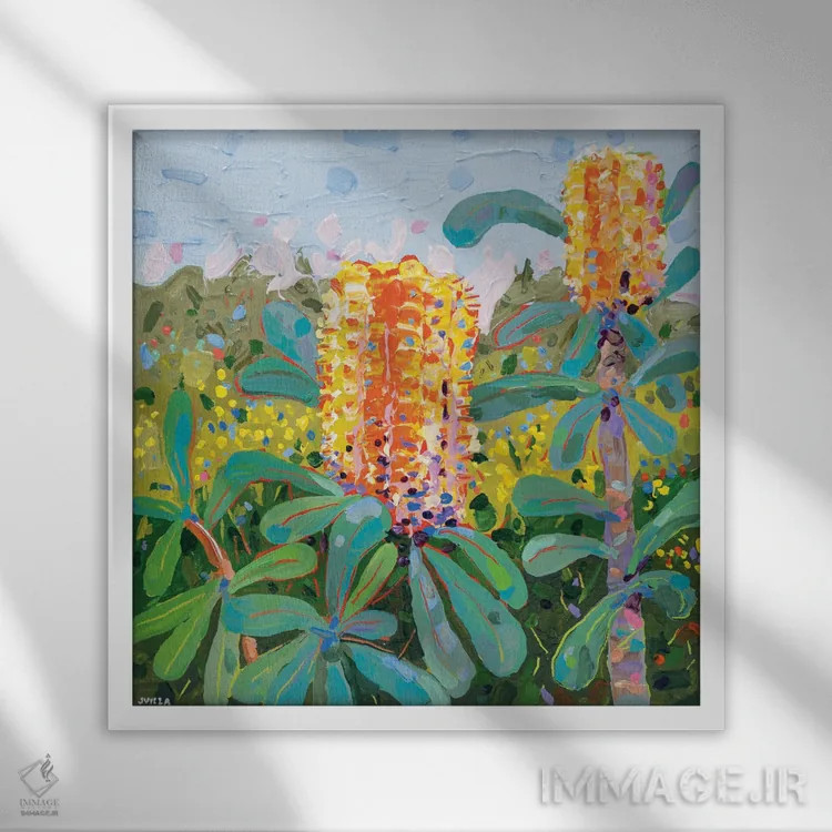 تابلو دکوراتیو بنکسیا ساحلی ۹ اثر جوزف ویلانوا - نمای قابدار سفید