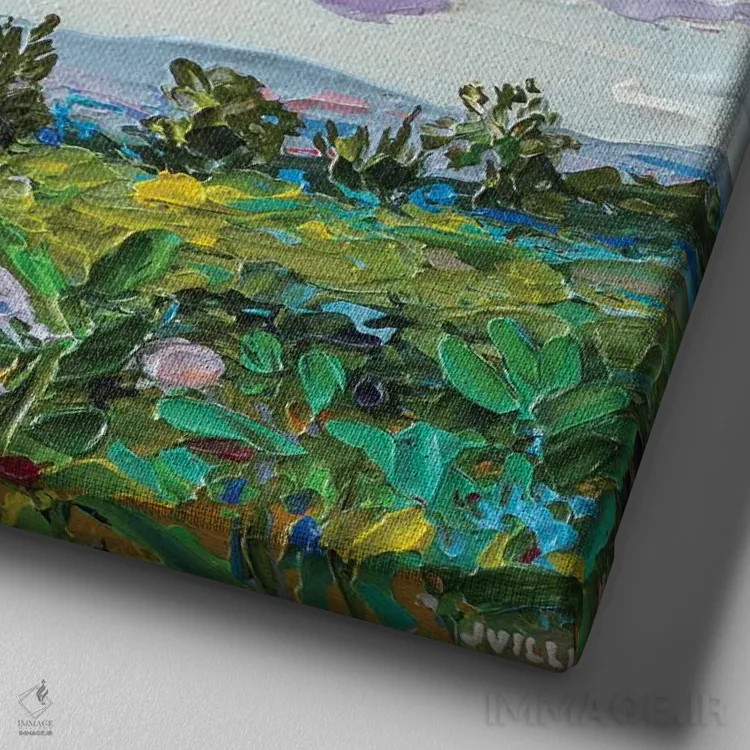 تابلو انتزاعی چشم انداز مزرعه ۱۴ اثر جوزف ویلانوا - نمای نزدیک بافت بوم