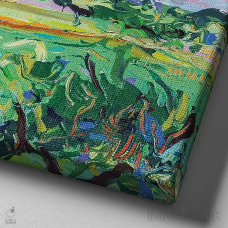 تابلو انتزاعی چشم انداز مزرعه ۸ اثر جوزف ویلانوا - نمای نزدیک بافت بوم