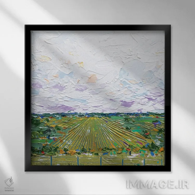 تابلو دکوراتیو چشم انداز مزرعه ۱۱ اثر جوزف ویلانوا - نمای قابدار مشکی