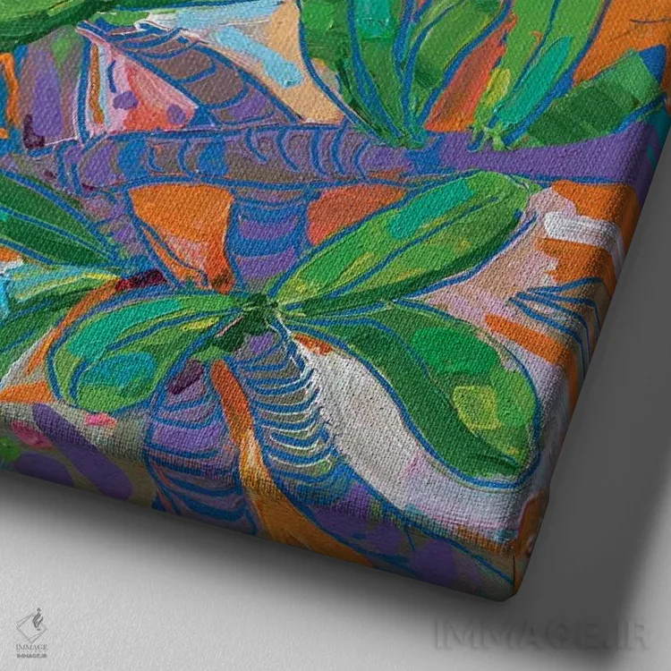 تابلو دکوراتیو بنکسیا اینتگریفولیا ۴ اثر جوزف ویلانوا - نمای نزدیک بافت بوم