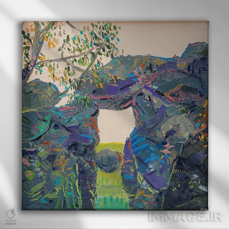 تابلو انتزاعی سنگ معلق اثر جوزف ویلانوا - نمای روبهرو روی دیوار
