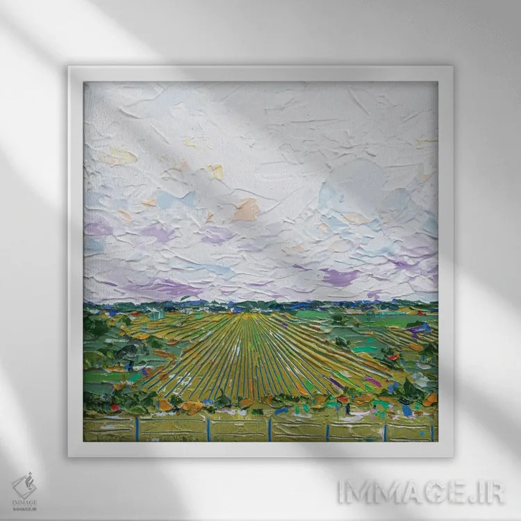 تابلو دکوراتیو چشم انداز مزرعه ۱۱ اثر جوزف ویلانوا - نمای قابدار سفید