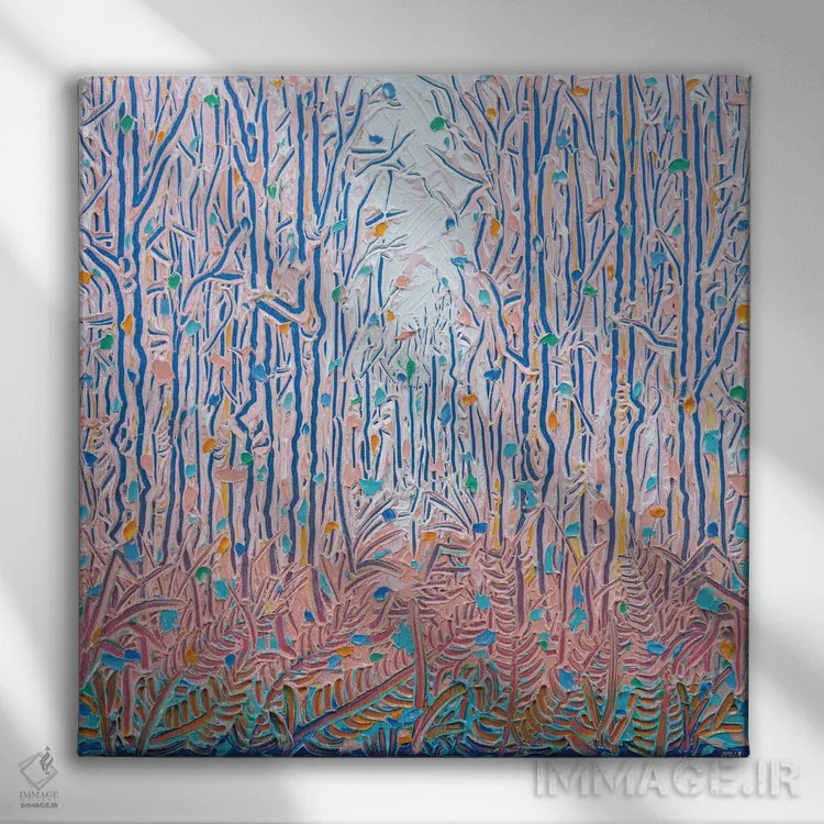 تابلو انتزاعی نور از میان بوته زار ۴۴ اثر جوزف ویلانوا - نمای روبهرو روی دیوار