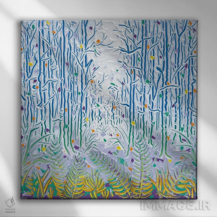 تابلو انتزاعی نور از میان بوته زار ۴۸ اثر جوزف ویلانوا - نمای روبهرو روی دیوار