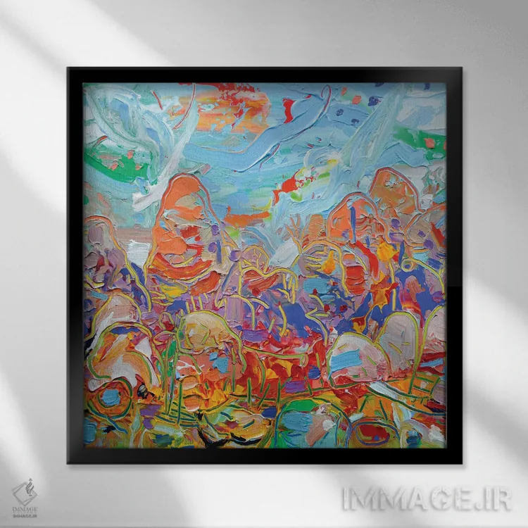 تابلو دکوراتیو سنگ معلق زنده ۳ اثر جوزف ویلانوا - نمای قابدار مشکی