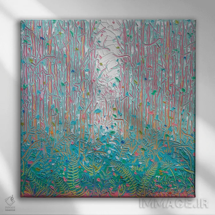 تابلو انتزاعی نور از میان بوته زار ۲۸ اثر جوزف ویلانوا - نمای روبهرو روی دیوار