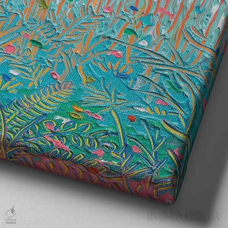 تابلو انتزاعی نور از میان بوته زار ۲۸ اثر جوزف ویلانوا - نمای نزدیک بافت بوم