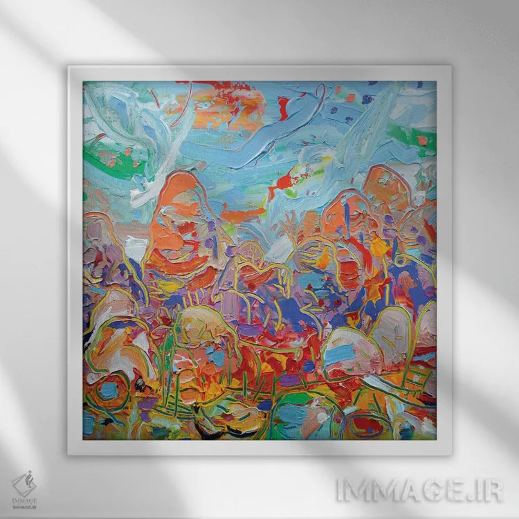 تابلو دکوراتیو سنگ معلق زنده ۳ اثر جوزف ویلانوا - نمای قابدار سفید
