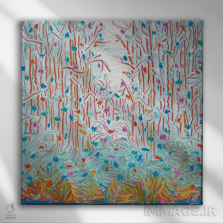 تابلو انتزاعی نور از میان بوته زار ۴۹ اثر جوزف ویلانوا - نمای روبهرو روی دیوار