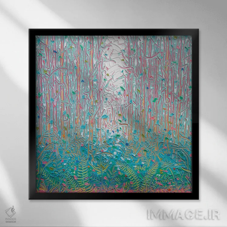 تابلو انتزاعی نور از میان بوته زار ۲۸ اثر جوزف ویلانوا - نمای قابدار مشکی