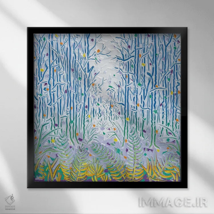 تابلو انتزاعی نور از میان بوته زار ۴۸ اثر جوزف ویلانوا - نمای قابدار مشکی