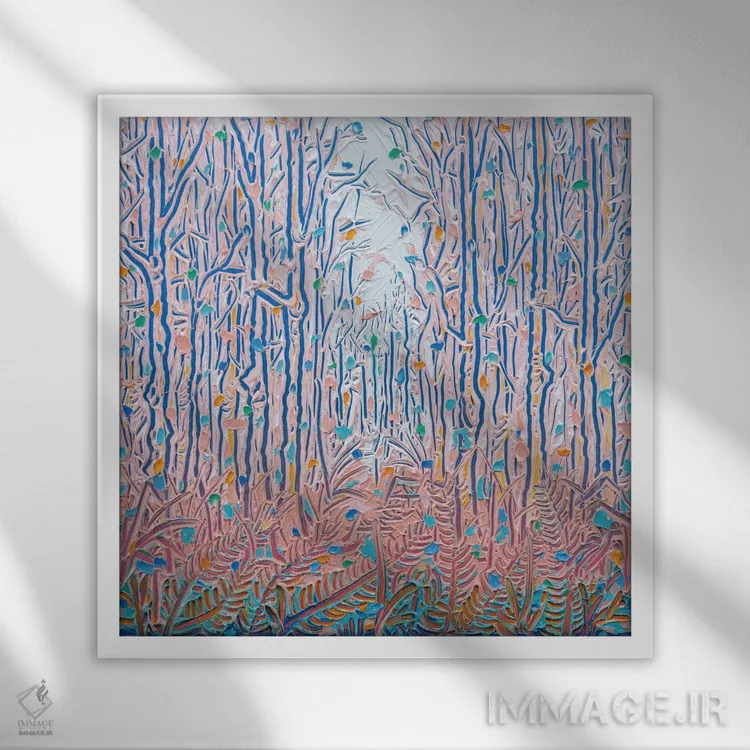 تابلو انتزاعی نور از میان بوته زار ۴۴ اثر جوزف ویلانوا - نمای قابدار سفید