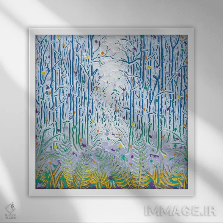 تابلو انتزاعی نور از میان بوته زار ۴۸ اثر جوزف ویلانوا - نمای قابدار سفید