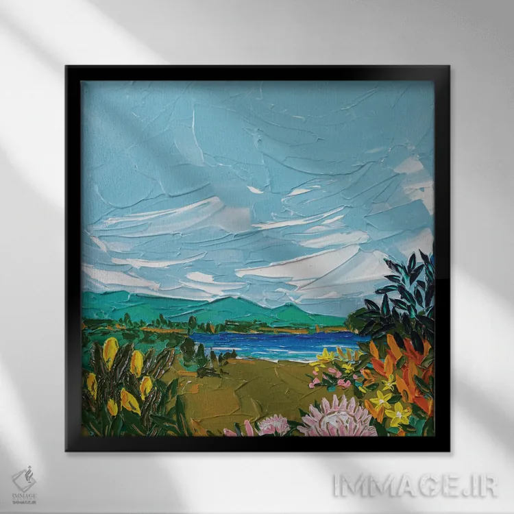 تابلو انتزاعی تکه ای از بهشت ۵ اثر جوزف ویلانوا - نمای قابدار مشکی