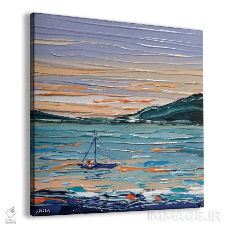تابلو انتزاعی بادبان کشی هنگام غروب ۲ اثر جوزف ویلانوا - نمای پرسپکتیو محصول