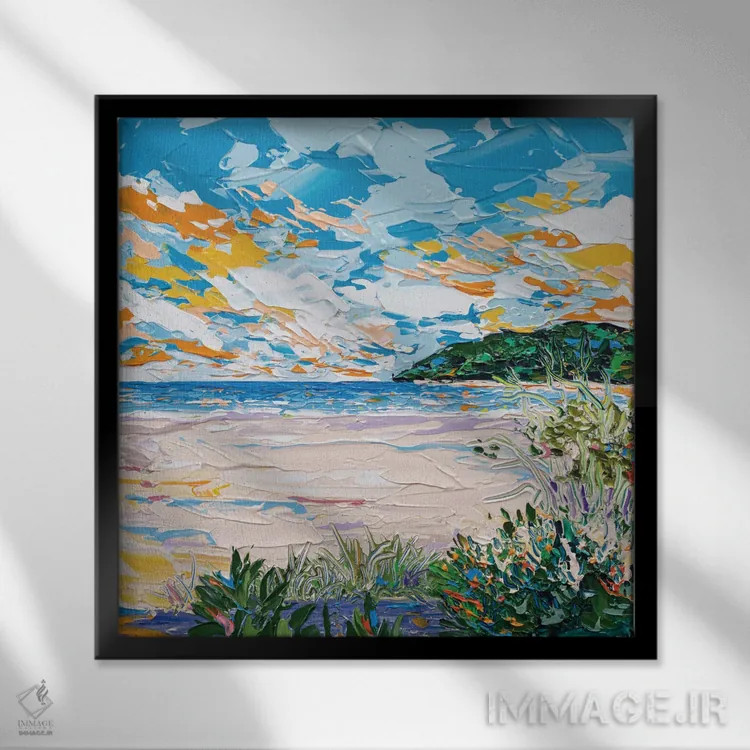 تابلو انتزاعی ساحل لورن ۳ اثر جوزف ویلانوا - نمای قابدار مشکی