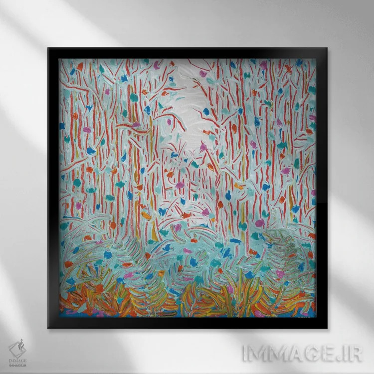 تابلو انتزاعی نور از میان بوته زار ۴۹ اثر جوزف ویلانوا - نمای قابدار مشکی