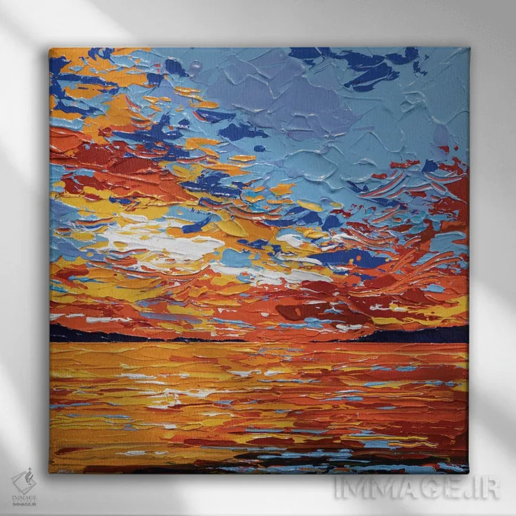 تابلو انتزاعی دریای غروب III اثر جوزف ویلانوا - نمای روبهرو روی دیوار