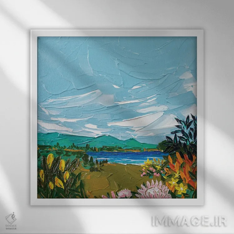 تابلو انتزاعی تکه ای از بهشت ۵ اثر جوزف ویلانوا - نمای قابدار سفید