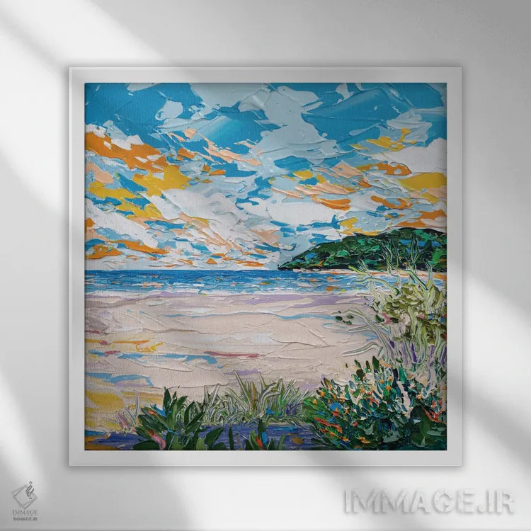 تابلو انتزاعی ساحل لورن ۳ اثر جوزف ویلانوا - نمای قابدار سفید