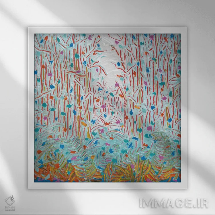 تابلو انتزاعی نور از میان بوته زار ۴۹ اثر جوزف ویلانوا - نمای قابدار سفید