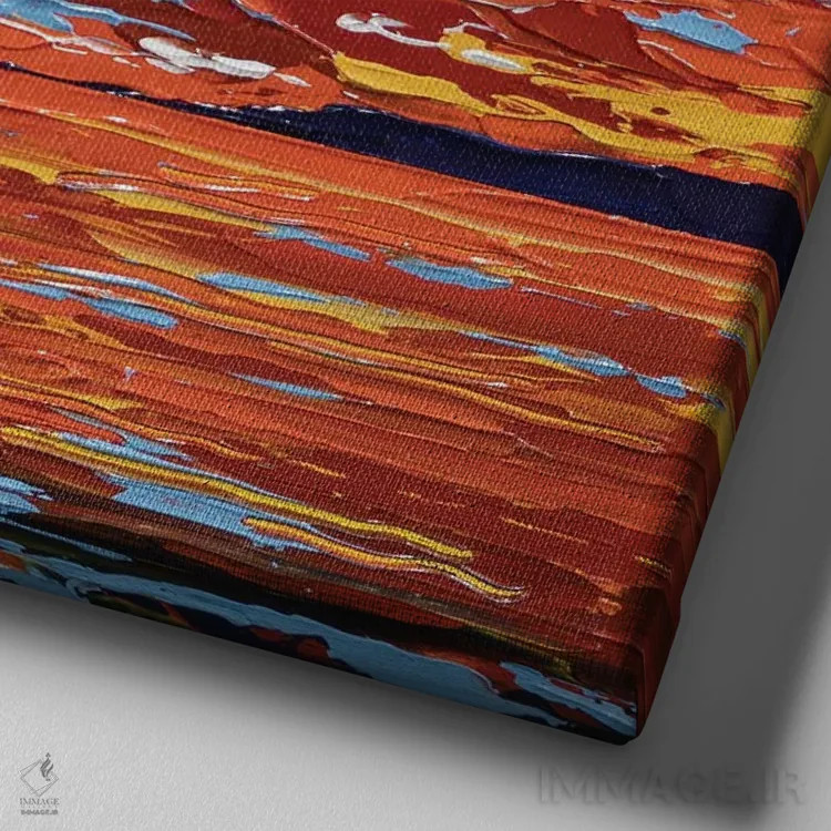 تابلو انتزاعی دریای غروب III اثر جوزف ویلانوا - نمای نزدیک بافت بوم