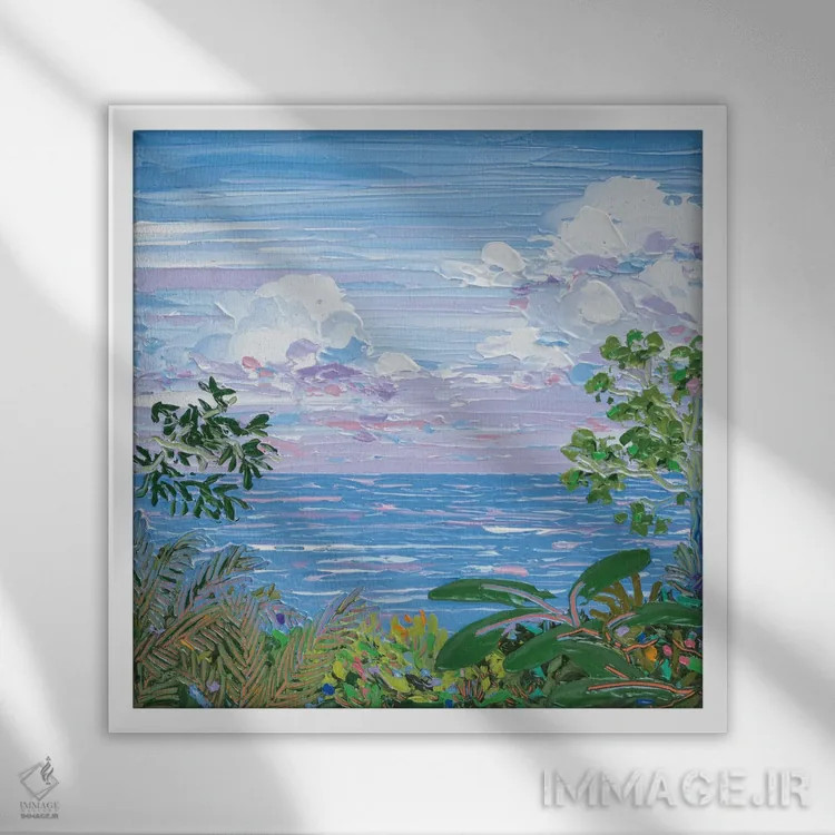 تابلو انتزاعی منظره دریا ۱۱ اثر جوزف ویلانوا - نمای قابدار سفید