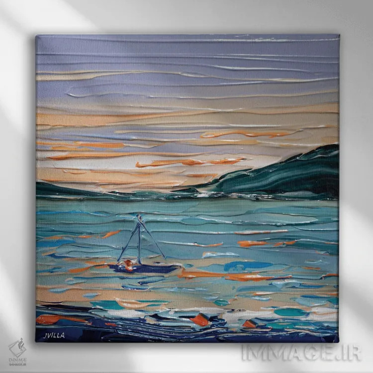 تابلو انتزاعی بادبان کشی هنگام غروب ۲ اثر جوزف ویلانوا - نمای روبهرو روی دیوار