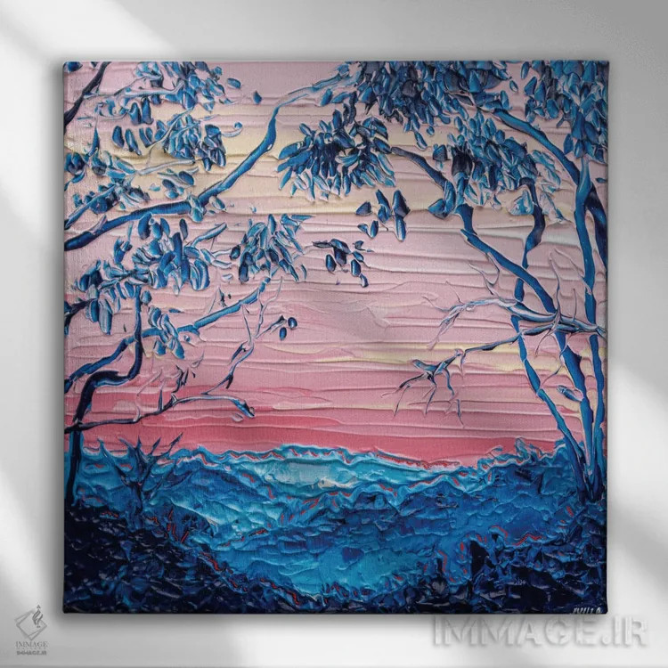 تابلو انتزاعی سایه روشن غروب اثر جوزف ویلانوا - نمای روبهرو روی دیوار