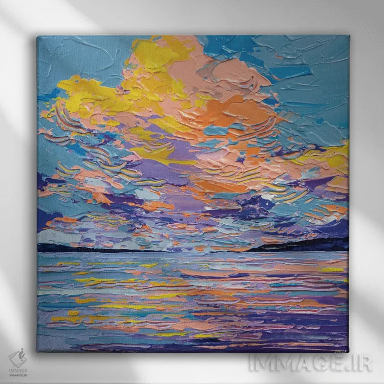 تابلو انتزاعی دریای غروب IV اثر جوزف ویلانوا - نمای روبهرو روی دیوار