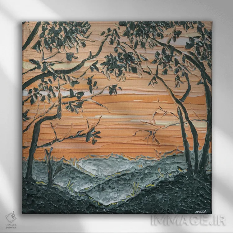 تابلو انتزاعی سایه روشن غروب III اثر جوزف ویلانوا - نمای روبهرو روی دیوار