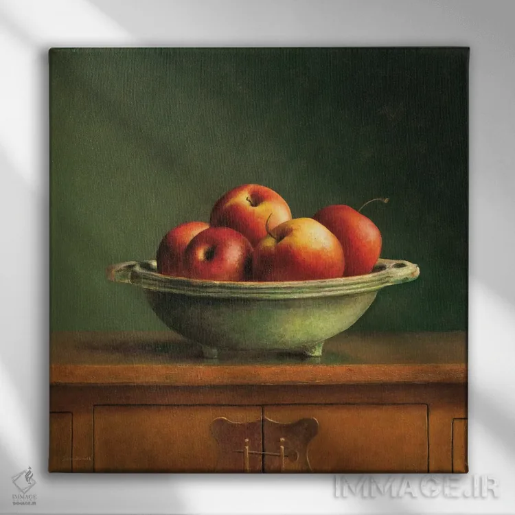 تابلو دکوراتیو سیب ها اثر ژوس فان ریسویک - نمای روبهرو روی دیوار