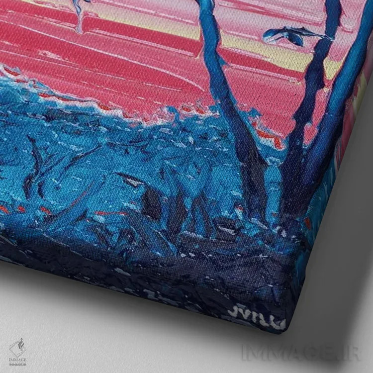 تابلو انتزاعی سایه روشن غروب V اثر جوزف ویلانوا - نمای نزدیک بافت بوم