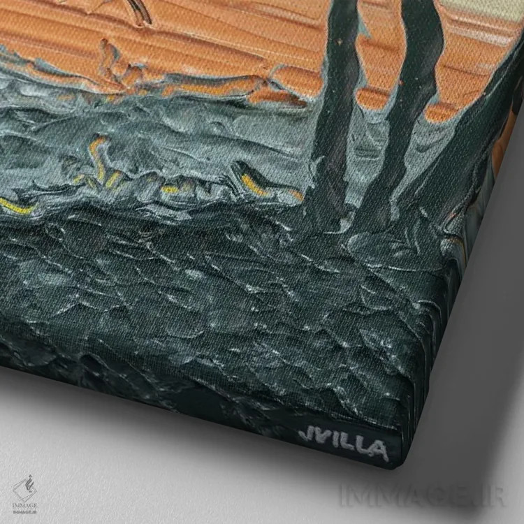 تابلو انتزاعی سایه روشن غروب III اثر جوزف ویلانوا - نمای نزدیک بافت بوم