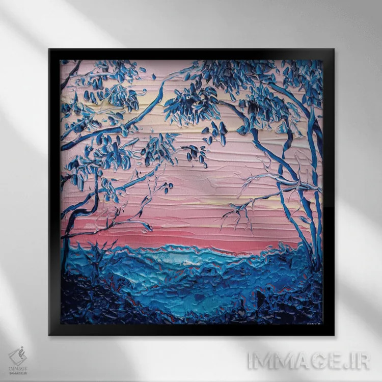 تابلو انتزاعی سایه روشن غروب اثر جوزف ویلانوا - نمای قابدار مشکی