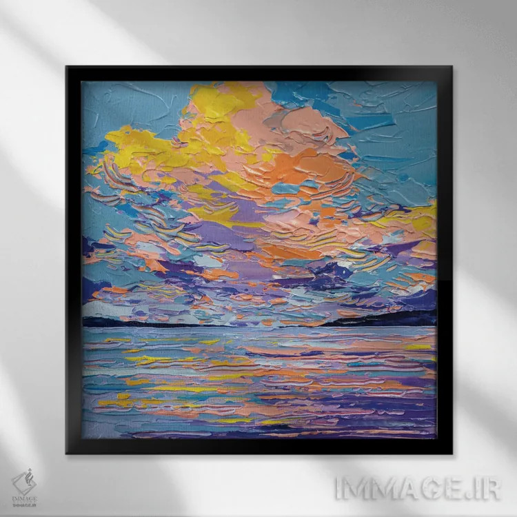 تابلو انتزاعی دریای غروب IV اثر جوزف ویلانوا - نمای قابدار مشکی