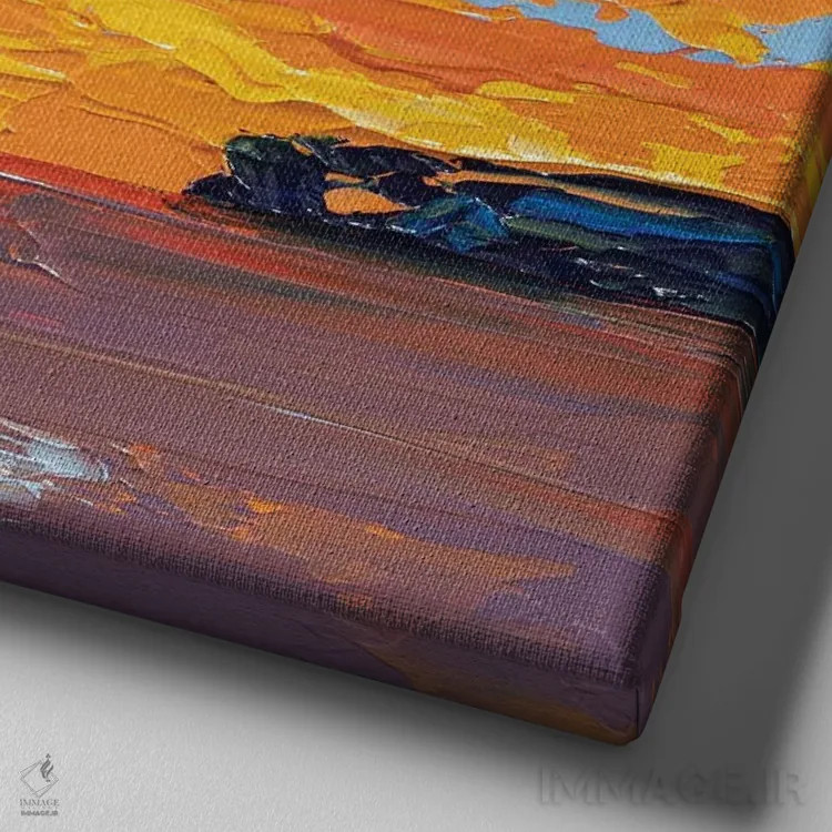 تابلو انتزاعی دریای غروب II اثر جوزف ویلانوا - نمای نزدیک بافت بوم