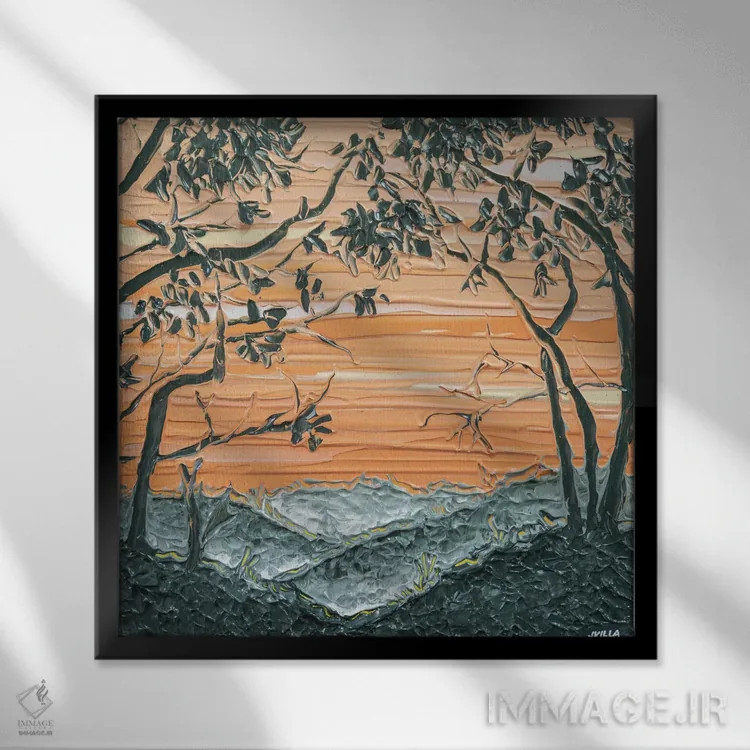 تابلو انتزاعی سایه روشن غروب III اثر جوزف ویلانوا - نمای قابدار مشکی