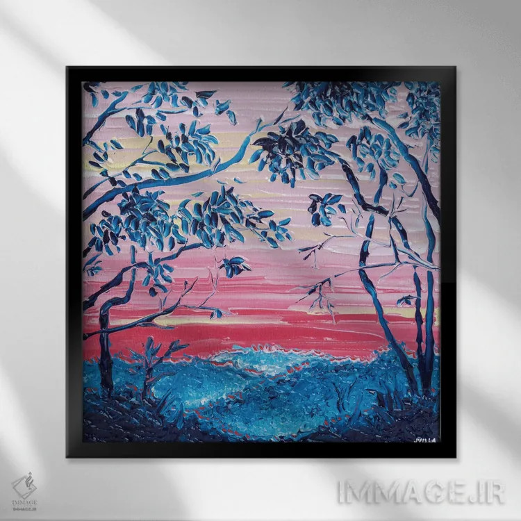 تابلو انتزاعی سایه روشن غروب V اثر جوزف ویلانوا - نمای قابدار مشکی